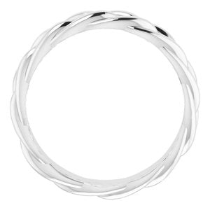 14K White Gold 6 Mm Polished Single Rope Wedding Band Size 9.5