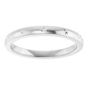 14K White Gold 2.2 Mm Polished Star Stackable Band Size 4