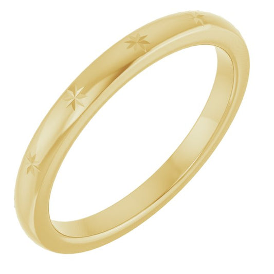 14K Yellow Or White Gold 2.2 Mm Polished Celestial Standard-Fit Flat Band