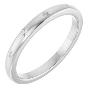 14K White Gold 2.2 Mm Polished Star Stackable Band Size 4