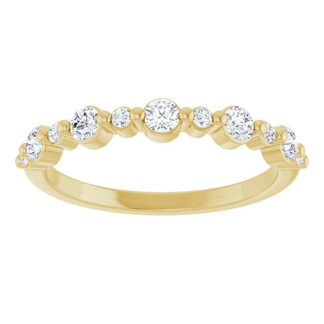 14K Yellow Or White Gold Round 2.5 Mm Polished 3/8 Ctw Natural Diamond Anniversary Band, Size 7