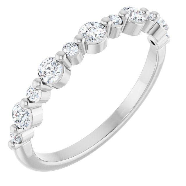 14K Yellow Or White Gold Round 2.5 Mm Polished 3/8 Ctw Natural Diamond Anniversary Band, Size 7