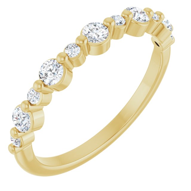 14K Yellow Or White Gold Round 2.5 Mm Polished 3/8 Ctw Natural Diamond Anniversary Band, Size 7