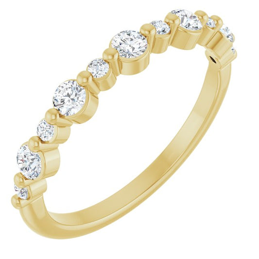14K Yellow Or White Gold Round 2.5 Mm Polished 3/8 Ctw Natural Diamond Anniversary Band, Size 7