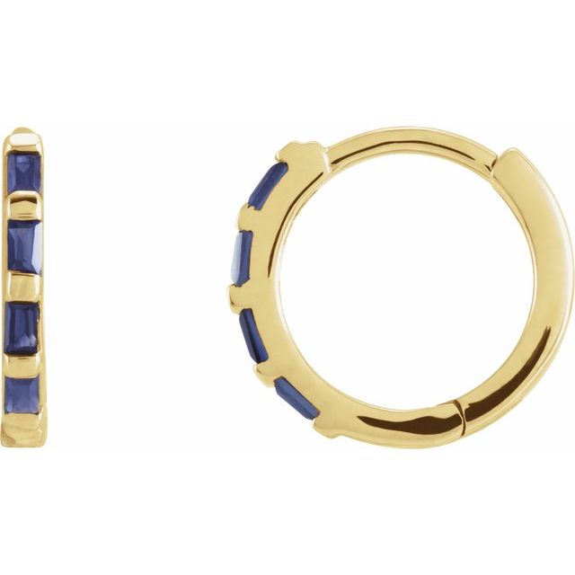 14K Yellow Or White Or Rose Gold Straight Baguette 1.9 X 1 Mm Hinged Polished Natural Gemstone Earrings