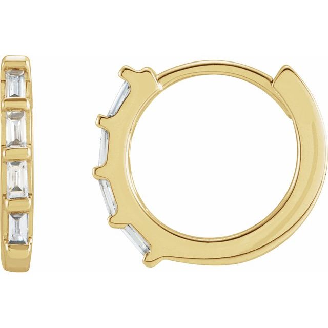14K Yellow Or White Or Rose Gold Straight Baguette 1.9 X 1 Mm Hinged Polished Natural Gemstone Earrings