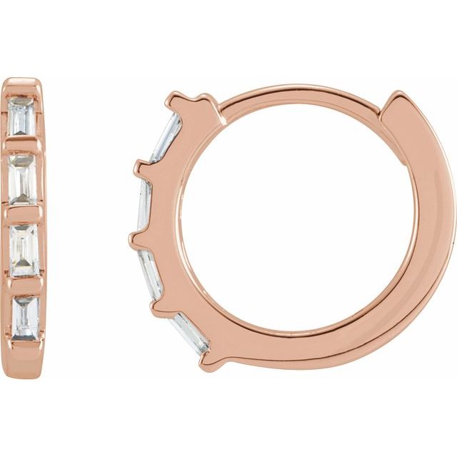 14K Yellow Or White Or Rose Gold Straight Baguette 1.9 X 1 Mm Hinged Polished Natural Gemstone Earrings