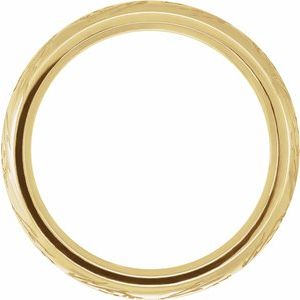 14K Yellow Gold 6 Mm Polished Whimsical Floral Wedding Band Size 10