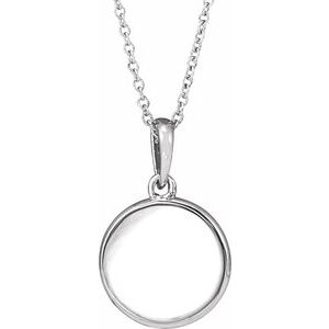 14K White Gold Round 1Mm G-H I1 .005 Ct Natural Diamond Engravable Necklace, Length: 18 In