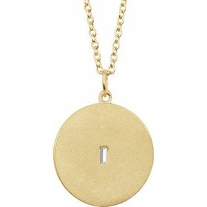 14K Yellow Gold Marquise 3.5 X 1.75Mm Ghi I1 .05 Ct Natural Diamond Disc Necklace, Length: 18 In