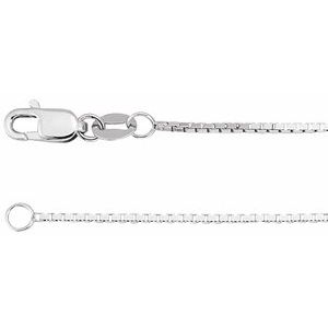 10K White Gold Box Chain, Length: 16 In, Width: 1 Mm
