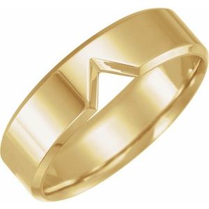14K Yellow Gold 6 Mm Polished Single Notched Comfort-Fit Band Size 8.5