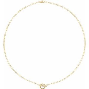 14K Yellow Gold Round 1Mm G-H I1 .04 Ctw Natural Diamond Accented Toggle Styled Necklace, Length: 16 In
