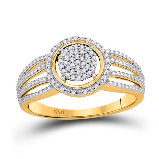 10K Yellow Gold Round Diamond Cluster Bridal Wedding Engagement Ring 1/6 Cttw, Womens Size: 5-10