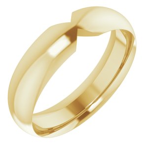 14K Yellow Gold 5 Mm Polished Double Notched Wedding Band Size 6