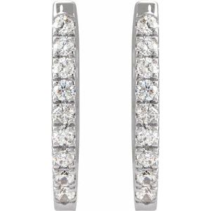 14K White Gold 13.65 X 13.65 Mm 1.6 Mm Natural Diamond Round 1.3Mm :: 1/5 Ctw Pair Hinged Polished 1/5 Ctw Natural Diamond Hoop Earrings