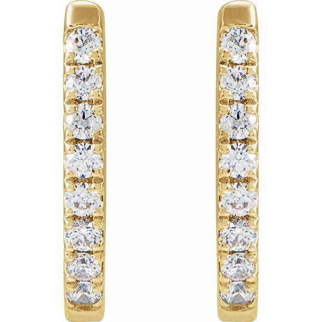 14K Yellow Or White Or Rose Gold 1.6 Mm Thick Round 1.3Mm Hinged Polished Natural Diamond Hoop Earrings