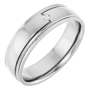 14K White Gold Round 2 Mm G-H Si2-Si3 .03 Ct Diamond Art Deco Inspired Band Size 8