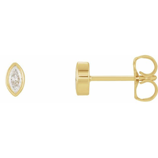 14K Yellow Or White Gold Marquise Pair 4 X 2Mm I1, G-H Friction Bezel Polished 1/6 Ctw Natural Diamond Solitaire Bezel-Set Earrings