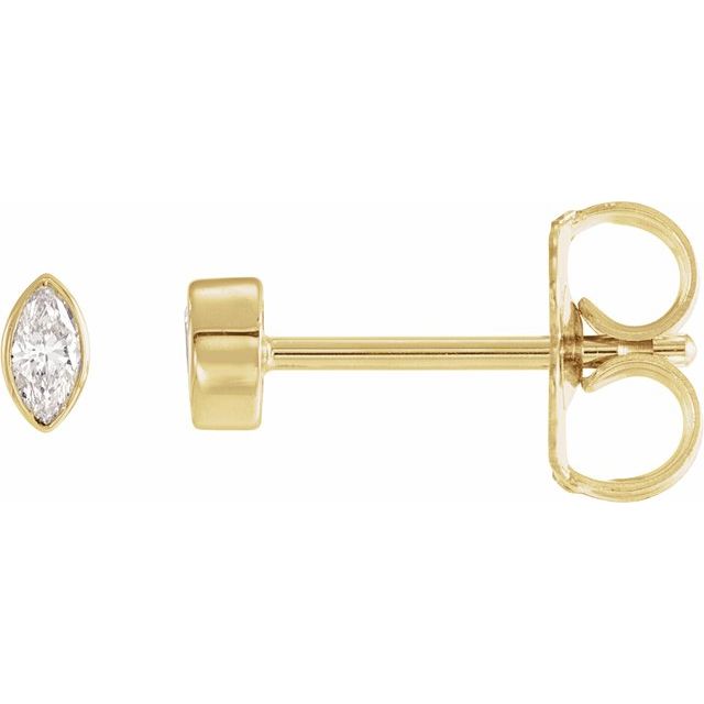 14K Yellow Gold Marquise Pair 3 X 1.5Mm I1, G-H Friction Bezel Polished .06 Ctw Natural Diamond Solitaire Bezel-Set Earrings