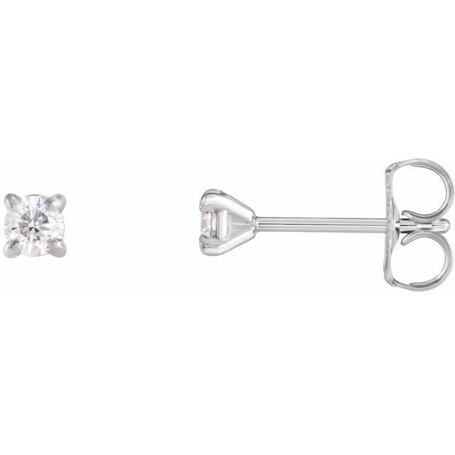 14K White Gold Round Pair 3Mm I1, G-H Friction 4-Prong Polished 1/5 Ctw Natural Diamond Claw-Prong Cocktail Earrings