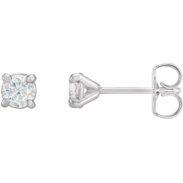 14K White Or Yellow Gold Round Pair 4Mm I1, G-H Friction 4-Prong Polished 3/8 Ctw Natural Diamond Claw-Prong Cocktail Earrings
