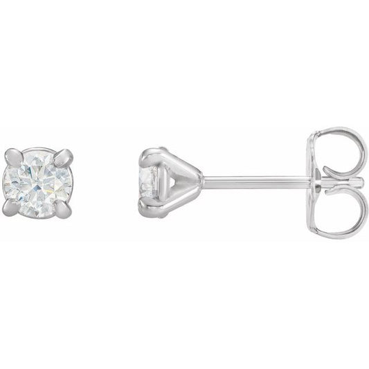 14K White Or Yellow Gold Round Pair 4Mm I1, G-H Friction 4-Prong Polished 3/8 Ctw Natural Diamond Claw-Prong Cocktail Earrings