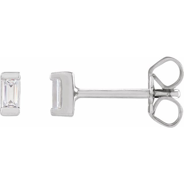 14K Yellow Or White Or Rose Gold Straight Baguette Vs, G-H Friction Polished Lab-Grown Diamond Earrings