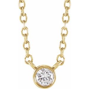 14K Yellow Gold Round 3Mm Gh I1 1/10 Ct Natural Diamond Bezel-Set Solitaire Necklace, Length: 18 In