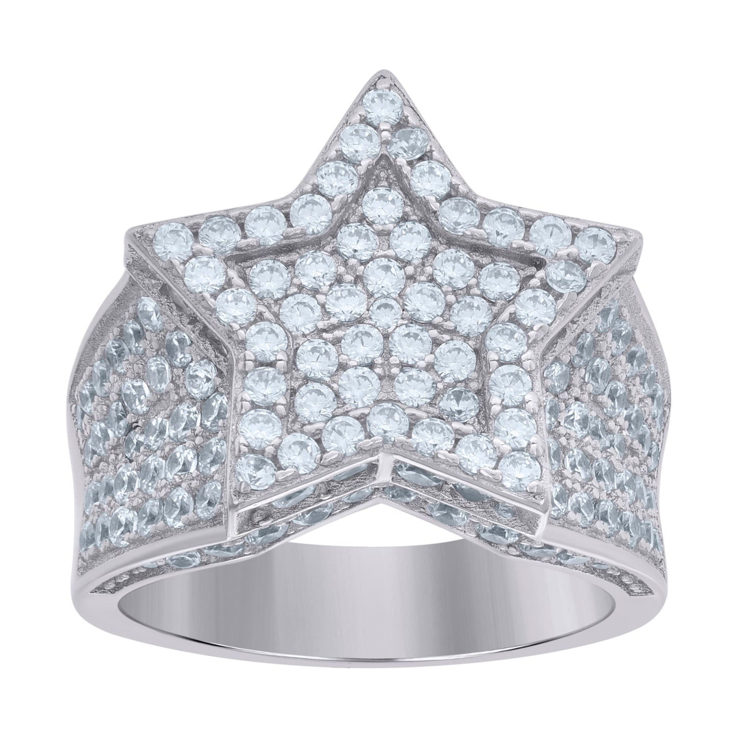 Sterling Silver Mens Cubic-Zirconia Star Cluster Fashion Bridal Anniversary Wedding Engagement Band Ring
