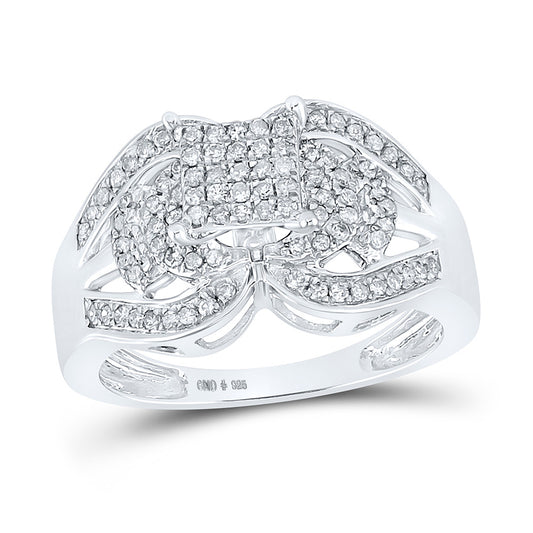 Sterling Silver Womens Round Diamond Square Ring 1/2 Cttw, Womens Size: 5-10