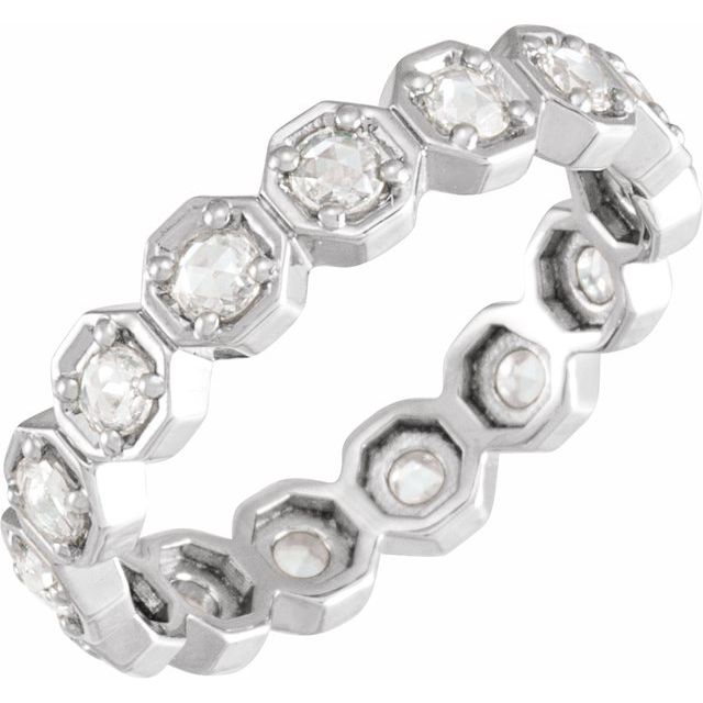 14K Yellow Or White Gold Round 2.5 Mm Vs/Si1, Ghi Polished 1/2 Ctw Natural Rose-Cut Diamond Eternity Band, Size 7