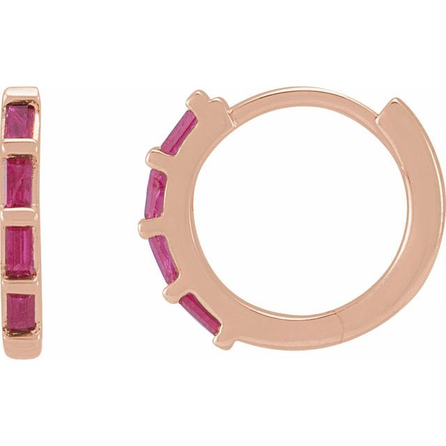 14K Yellow Or White Or Rose Gold Straight Baguette 1.9 X 1 Mm Hinged Polished Natural Gemstone Earrings