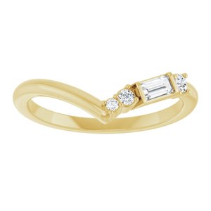 14K Yellow Gold Lab-Grown Diamond Straight Baguette 4 X 2 Mm Lab-Grown Diamond Polished 1/6 Ctw Lab Grown Diamond Contour Band Size 7