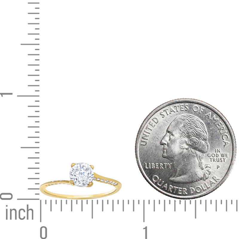 10kt Yellow Gold Womens Cubic-Zirconia Engagement Ring