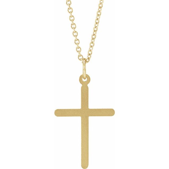 14K Yellow Gold 22.9 X 12.5 Mm Polished Cross Necklace