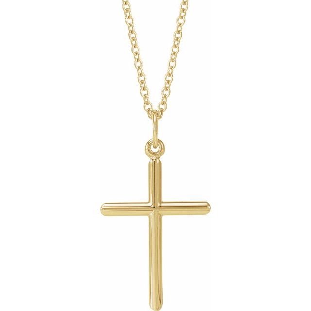 14K Yellow Gold 22.9 X 12.5 Mm Polished Cross Necklace