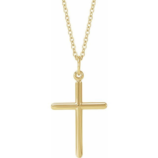 14K Yellow Gold 22.9 X 12.5 Mm Polished Cross Necklace