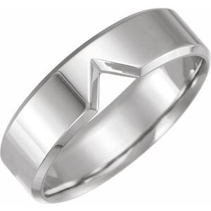 14K White Gold 6 Mm Polished Single Notched Comfort-Fit Band Size 10