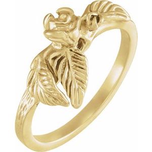 14K Yellow Gold Polished Floral Ring Size 6