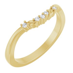 14K Yellow Gold Set Natural Diamond Round All Sizes Si2-Si3, G-H :: 0.04 Ctw Polished .04 Ctw Natural Diamond Matching Band