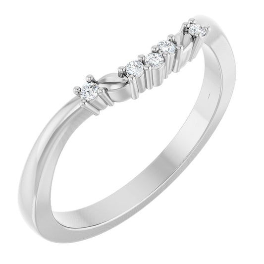 14K White Gold Round Si2-Si3, G-H Polished .04 Ctw Natural Diamond Matching Band, Size 7