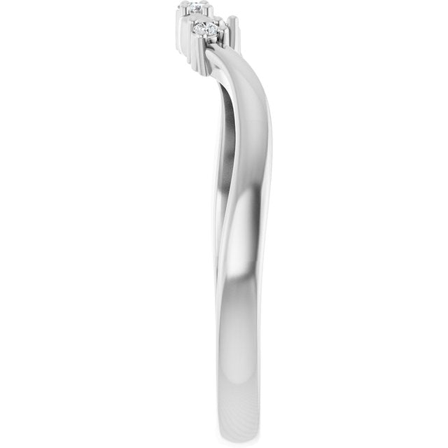 14K White Gold Round Si2-Si3, G-H Polished .04 Ctw Natural Diamond Matching Band, Size 7