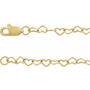 14K Yellow Gold Heart Chain, Length: 9 In, Width: 3.2 Mm