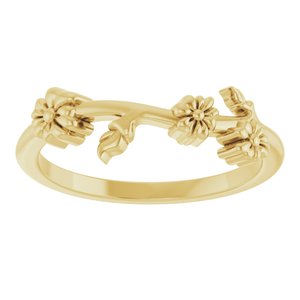 14K Yellow Gold Polished Floral Stackable Ring Size 7