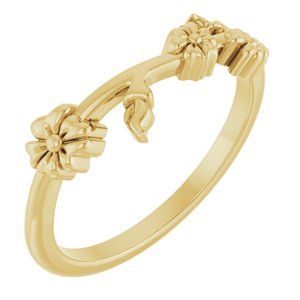 14K Yellow Gold Polished Floral Stackable Ring Size 7