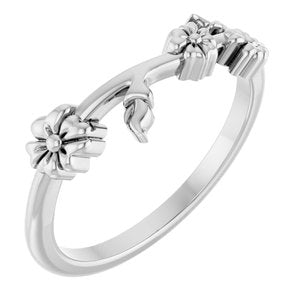 Sterling Silver Polished Floral Stackable Ring Size 7