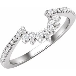 14K White Gold Round 1.7 Mm Polished 1/5 Ctw Natural Diamond Matching Band Size 7