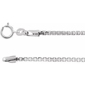 Rhodium-Plated Sterling Silver Spring Ring Diamond-Cut Box Chain, Length: 24 In, Width: 1.75 Mm