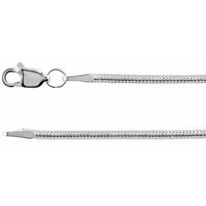 Rhodium-Plated Sterling Silver Lobster Clasp Round Snake Chain, Length: 18 In, Width: 1.5 Mm